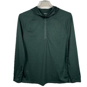 Quince Mesh Performance Training 1/4 Zip Hoodie Men's M Forest Green Gym Workout